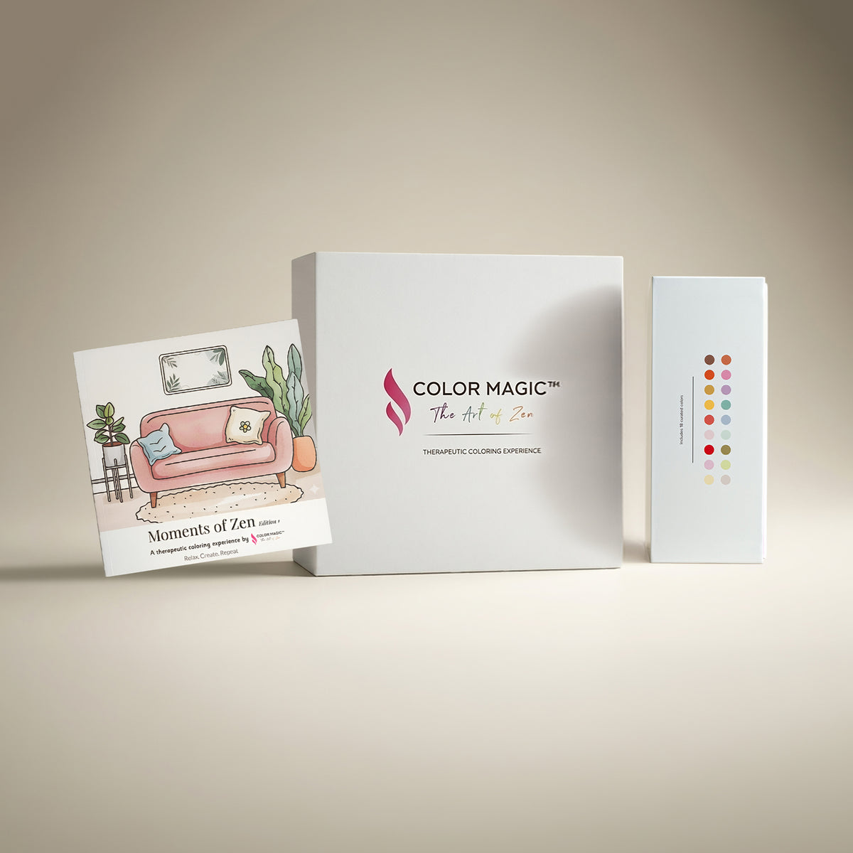 Melmar Zen Starter Set: 18-color alcohol marker box with Moments of Zen Edition 1 coloring book